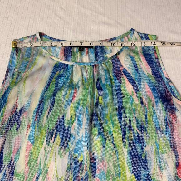 NINE WEST Tank Top M Multicolor Abstract Print Sleeveless Blouse Summer Chic - Picture 6 of 8